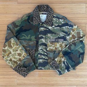 R13 "ABU" CAMO LEOPARD CROPPED JACKET